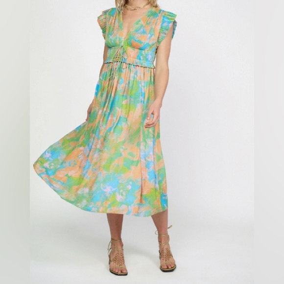 Current Air Dresses & Skirts - Current Air Women's Mara Abstract Pleated Maxi
Dress colorful Size XS